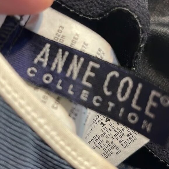 Anne Cole Collection Blue White High Cut Swimsuit Size 14 EUC #M-328 - Picture 4 of 7